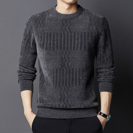 Textured Chenille Crewneck Sweater // Gray (M)