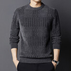 Textured Chenille O-Neck Sweater // Gray (L)