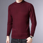 Block Textured Crewneck Sweater // Burgundy (3XL)