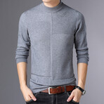 Block Textured O-Neck Sweater // Light Gray (3XL)