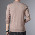 Block Textured O-Neck Sweater // Tan (L)