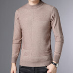 Block Textured Crewneck Sweater // Tan (L)
