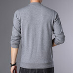 Block Textured O-Neck Sweater // Light Gray (3XL)