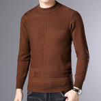 Block Textured Crewneck Sweater // Brown (XL)