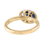 18K Yellow Gold Diamond + Blue Sapphire Ring // Ring Size: 6.75 // New