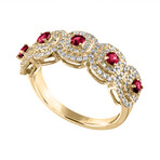 18K Yellow Gold Diamond + Ruby Ring // Ring Size: 7 // New
