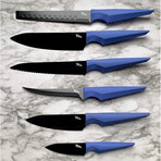 Precision Black Steel 6 Piece Set + Black Diamond XL Knife Block // Blue