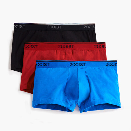 Cotton Stretch No Show Trunk 3-Pack // Scotts Red + Skydiver + Black (S)