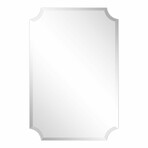 Frameless Rectangular Scalloped Beveled Wall Mirror (24"L x 36W" x 0.4"H)