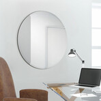 Frameless Beveled Round Wall Mirror
