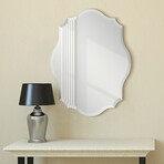 Frameless Beveled Oblong Scalloped Wall Mirror (24"L x 32"W x 0.4"H)
