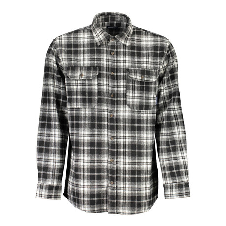 Plaid Button-Up Shirt // Black + White (XL)