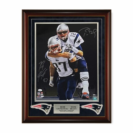 Tom Brady & Rob Gronkowski // Vertical // New England Patriots // Autographed Photograph // Framed
