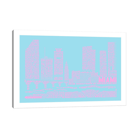 Miami, Faded Neon by Citography (18"H x 26"W x 0.75"D)
