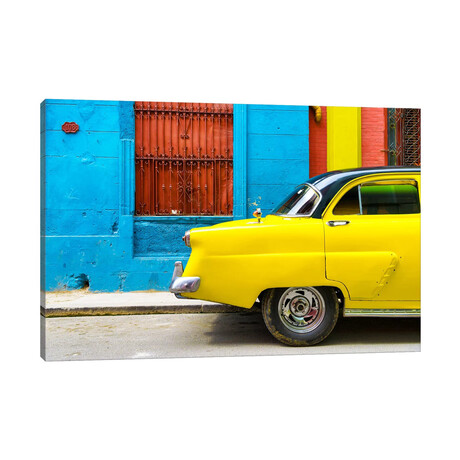 Close-up of Yellow Taxi of Havana II by Philippe Hugonnard (18"H x 26"W x 0.75"D)