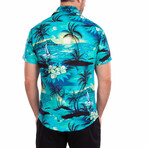 If Found Please Return To Hawaii' Hawaiian Print Short Sleeve Shirt // Turquoise (M)