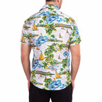 Just Add Sunglasses' Hawaiian Print Short Sleeve Button Up Shirt // White (M)