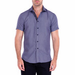 Tuscany' Short Sleeve Button Up Shirt // Navy (S)