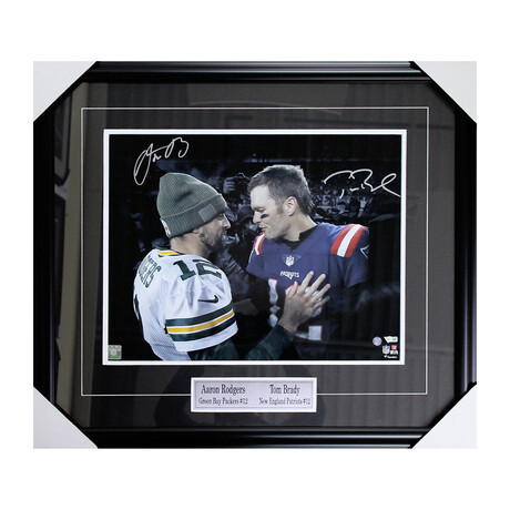 Aaron Rodgers/Tom Brady Framed Autographed 16X20 Photo