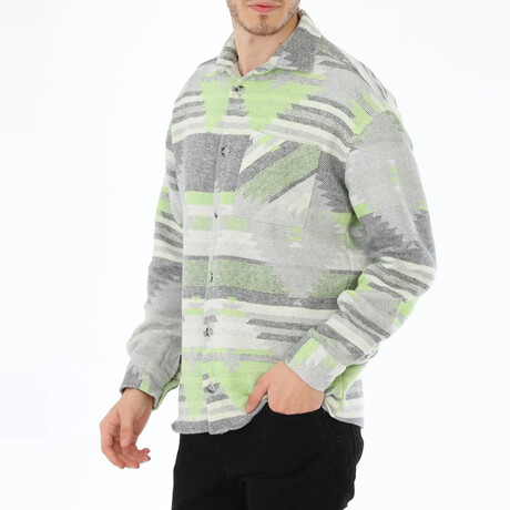 Jack Patterned Shirt // Gray + White + Green (Small)