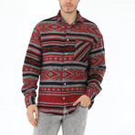 Eric Patterned Shirt // Red + Black + Gray (Small)