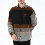 Liam Striped Shirt // Black + Brown (Small)