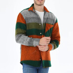 Marcus Striped Shirt // Green + Orange + Gray (Small)