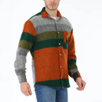 Marcus Striped Shirt // Green + Orange + Gray (Small)