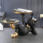 ArtZ® // Lazy Bulldog Sculpture With Double Tray