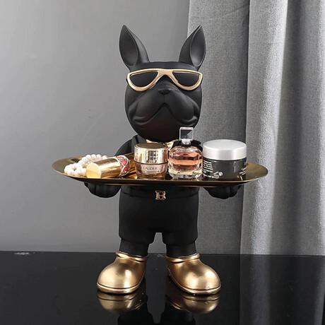 ArtZ®// At Your Service Bulldog Sculpture And Tray
