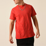 Jaquard S/S Tee // Red (L)