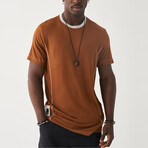 Contrast Stitch Tee S/S // Brown (S)