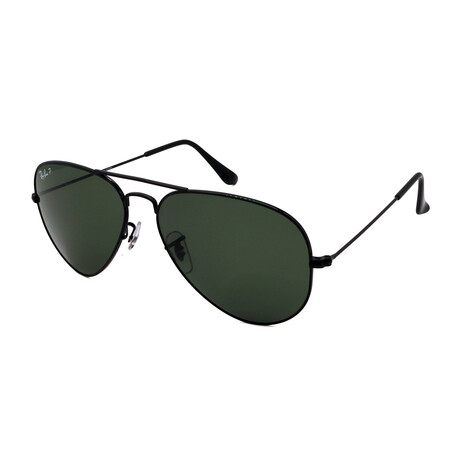 Unisex Aviator RB3025 2/58 Polarized Sunglasses // Black  + Green G15