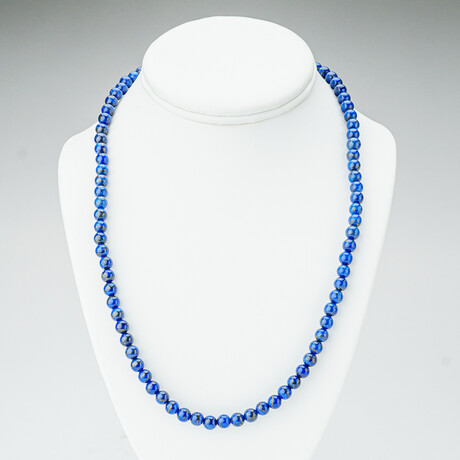 Genuine Lapis Lazuli Beaded Necklace // 5mm