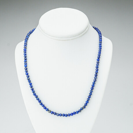 Genuine Lapis Lazuli Beaded Necklace // 3-4mm