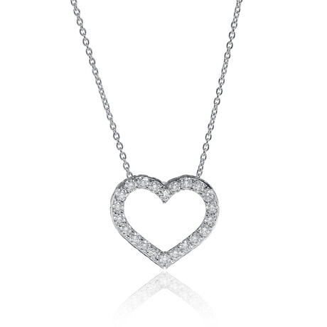 Roberto Coin 18K White Gold Diamond Heart Pendant Necklace // 16" // Store Display