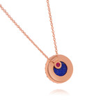 Roberto Coin 18K Rose Gold Blue Lapis + Blue Sapphire Pendant // 16"-17" // Store Display