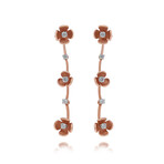 Roberto Coin 18K Rose Gold Diamond Floral Design Dangling Earrings // Store Display