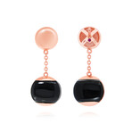 Roberto Coin 18K Rose Gold + Black Jade Stud Drop Earrings // Store Display