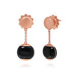 Roberto Coin 18K Rose Gold + Black Jade Stud Drop Earrings // Store Display