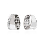 Roberto Coin Princess 18k White Gold Diamond Huggie Earrings // Store Display
