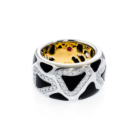 Roberto Coin Panda 18K White Gold Diamond + Onyx Ring // Ring Size: 6.75 // Store Display