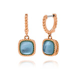 Roberto Coin 18K Rose Gold Cabochon Blue Topaz Huggie Drop Earrings // Store Display