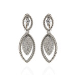 Roberto Coin Barocco 18K White Gold Diamond Drop Earrings // Store Display