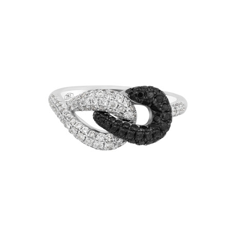 Piero Milano 18K White Gold + 18K Black Gold Black + White Diamond Ring // Ring Size: 7.5 // Store Display