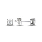 14K White Gold Diamond Stud Earrings // New