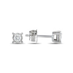 14K White Gold Diamond Stud Earrings I // New