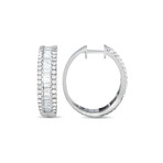 14K White Gold Diamond Hoop Earrings // New