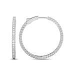 14K White Gold Diamond Inside-Out Hoop Earrings I // New