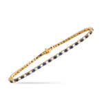 14K Yellow Gold Diamond + Sapphire Tennis Bracelet // 7.25" // New